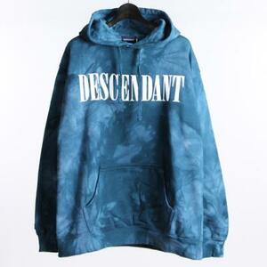 スポット商品 国内正規品 新品 17aw DESCENDANT BLEACH / TIE DYE HOODED SWEATSHIRT NAVY 3番 Lサイズ タグ付き ディセンダント パーカー