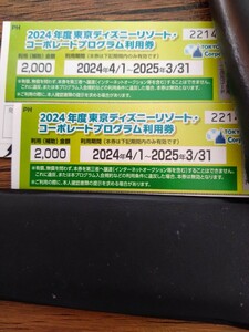 ディズニーリゾート コーポレートプログラム2000円 2枚