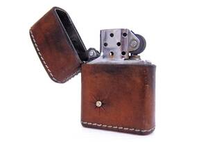 2013年 最高級 革巻き ZIPPO ジッポ カオス製 Leather Works CHAOS Made in Japan スタッズ ブラウン レザー ワークス 革