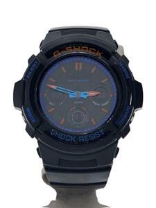 CASIO◆ソーラー腕時計_G-SHOCK/デジアナ/ラバー/BLK/BLK