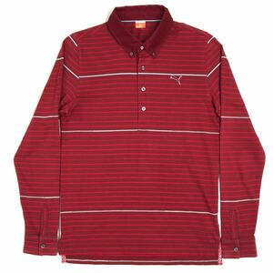 PUMA プーマ　長袖ポロシャツ　ボタンダウン　ボーダー柄　速乾　DRY CELL ゴルフ　GOLF メンズ　Mサイズ　36-8a