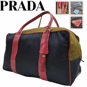 稀少　PRADA プラダ　ナイロン　ボストンバッグ　三角プレート　マルチカラー　トラベルバッグ 大容量