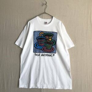 USA製 90s FRUIT OF THE LOOM Tシャツ / XL コットン ホワイト プリント イラスト アート 半袖 ビンテージ T3-05124-9539 sale