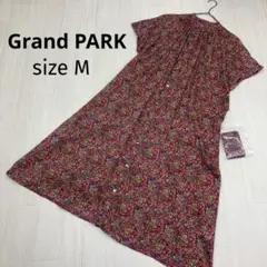 ◆  Grand PARK グランドパーク 花柄 バンドカラー シャツワンピース