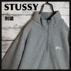 【入手困難‼︎】STUSSY◎ロゴ刺繍 ハーフジップ スウェット B477