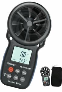 ハンドヘルド風速計 気圧計 Kethvoz KE-866BWM 風量計 風力計 圧力計デジタル 気流測定器、風速/温度計測器、