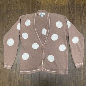 80s 90s VINTAGE LADIES COTTON DOT KNIT CARDIGAN ビンテージ レディース コットン ニット カーディガン 古着 S USA アメリカ