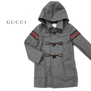 【ITT9EVX95V5S】美品 GUCCI グッチ ダッフルコート シェリーライン ウール 6 グレー キッズ