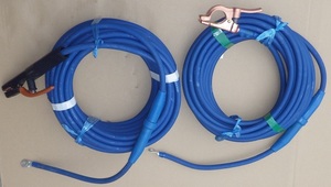 溶接 キャブタイヤケーブル 青 安全ホルダー側 20m + アースクリップ側 20m トータル 40m ジョイント付