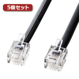 【5本セット】 サンワサプライ モジュラーケーブル ブラック 20m TEL-N1-20BKN2X5 /l