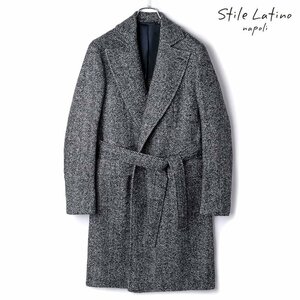 ◆【Stile Latino(スティレラティーノ)/秋冬/ウールアルパカナイロンヘリンボーンツイード1Bベルテッドコート(EDIPO)】[stl2360151-44]