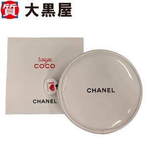 【大黒屋82】CHANEL シャネル rouge COCO ルージュココ エナメル 丸型ポーチ 非売品 ノベルティ 箱付き コスメ ポーチ 化粧ポーチ ホワイト