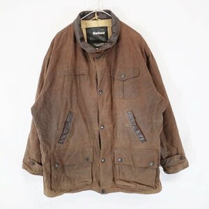 Barbour バブアー ブッシュマン オイルドジャケット 中綿 縦ワラント 英国 防寒 ブラウン (メンズ XL) 中古 古着 N7022