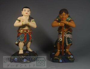 極上品 貴重品★不動明王二童子像 仏教美術 精密細工 仏教美術/黄楊木/木雕 仏師で仕上げ品