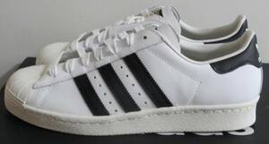 新品 スーパースター 80s 2019年製 JP26.0cm 白×黒 G61070 生産終了 金ベロ 天然皮革 adidas superstar SS 80s 本革 ホワイト×ブラック