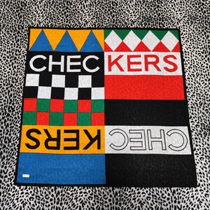 チェッカーズ CHECKERS バンダナ チェッカーフラッグ柄 未使用品 デッドストック ハンカチ 当時物 