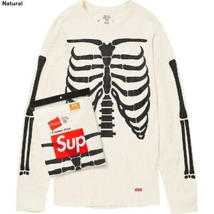 Supreme/Hanes Bones Thermal Crew(1pack) 2023FW サイズL ナチュラル シュプリーム ヘインズ ボーンズ サマールクルー 長袖Tシャツ