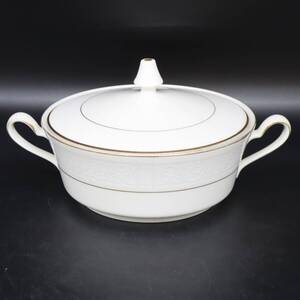 ◆値下げ ｜金彩 取手付き スープポット ｜Noritake　ノリタケ IVORY CHINA｜ 食器 蓋付き ボウル 約28×21cm■P4136