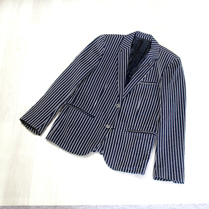 アニエスb 紺色とベージュストライプジャケット（フランス製）　サイズMサイズ位