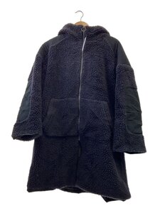 Kiit◆コート/1/ウール/ブラック/黒/WOOL BOA FLEECE HOODIE COAT/kif-c96-104//