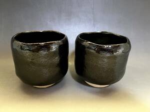 茶碗■黒楽 和楽 小茶碗 京焼 黒釉 小さい抹茶碗 お茶道具 古美術 時代物 骨董品■