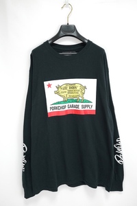 PORK CHOP GARAGE SUPPLY PORK FRONT TEE ポークチョップ プリント ロングスリーブ Tシャツ Lサイズ ブラック ロンT 長袖 カットソー