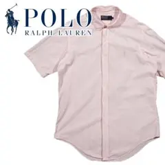 90s POLO ラルフローレン シアサッカー ピンク ストライプ 半袖シャツ