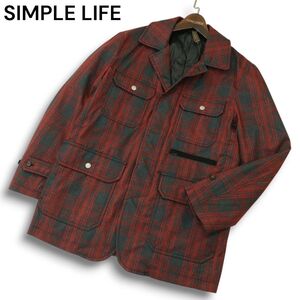 SIMPLE LIFE シンプルライフ レナウン 秋冬 チェック★ 中綿 ワーク ジャケット カバーオール Sz.M　メンズ　A4T12247_B#N