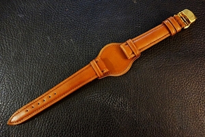 ◆台座付D-Buckle Vintage Belt◆国産本牛革VINTAGEカーフ Custom Order(台座SIZE/BUCKLE) 20mm BROWN 腕時計ベルト Vintage SEIKO等に