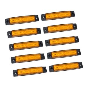 24V LED 6発 サイドマーカー 黄 アンバー 10個 フラット 角型 9mm 薄型マーカー トラック 車高灯 車幅灯 路肩灯 ワークライト デイライト