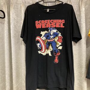 Screeching Weasel バンドTシャツ　キャプテン・アメリカ　punk pop ramones queers Marvel rock 希少デザインUSサイズL USA製