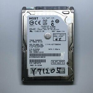 はてなアキバ 7日間保証 内蔵 SATA2.5インチHDD HGST HTS541075A9E680 : 750.1 GB 使用1988h CrystalDiskInfoで正常判定 管Y71205