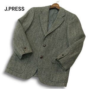 J.PRESS ジェイプレス 秋冬 背抜き ウール100％★ ツイード ヘリンボーン テーラード ジャケット Sz.C90 W76 T165 メンズ　A5T00013_1#N