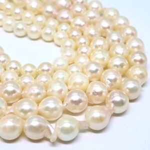 1円〜!!【セット売り】●アコヤ本真珠ネックレス2本まとめ●J 約87.9g 約6.0-7.5mm珠 pearl necklace jewelry パール DF0/ B91