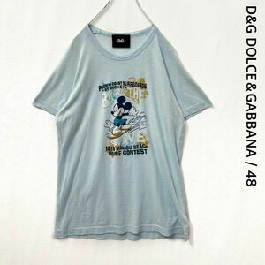 ドルチェ＆ガッパーナ　D&G　ミッキー　プリント　半袖　カットソー　ブルー　メンズ48サイズ　M　DOLCE&GABBANA