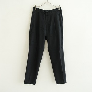 【定価2.2万】パドカレ pas de calais *コットンリネン混テーパードパンツ*36黒ブラックウエストゴム(33-2407-704)【32H42】