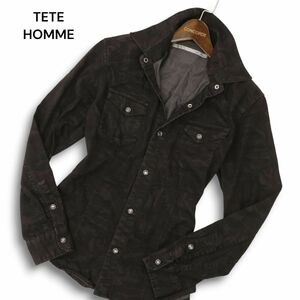 TETE HOMME テットオム 通年 ストレッチ★ 長袖 ウエスタン デニム シャツ Sz.4　メンズ　C4T07828_9#C