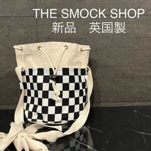 新品 英国製 THE SMOCK SHOP スモックショップ ショルダーバッグ 肩掛け 巾着 丸型 イギリス海軍 ミリタリー ブロックチェック 玉mc2950