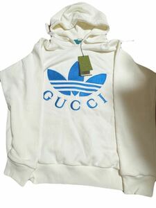 【新品未使用】【送料込】グッチ×アディダス Gucci×Adidas レディース 長袖 パーカー ホワイト サイズS 箱等付属品完備