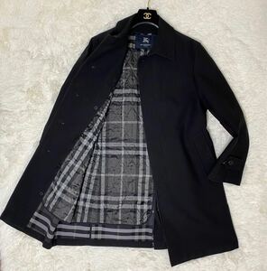 【美品】 王道の紳士服！ Lサイズ バーバリーロンドン BURBERRY LONDON ステンカラーコート ライナー ノバチェック メガチェック ブラック