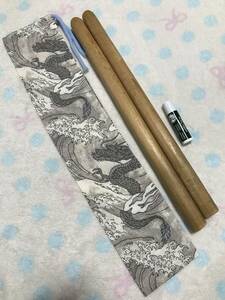 ドラムスティック ケース＊和太鼓バチ 入れ＊龍柄＊43.5×9ｃｍ＊ハンドメイド★送料￥110-