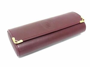 1円 ■美品■ Cartier カルティエ マストライン レザー メガネケース めがねケース 眼鏡ケース ボルドー系 BG9395