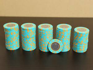 CC.210-J【$10】99枚 中古カジノチップ コイン CASINO トランプ ポーカー プレイチップ メダル ルーレット バカラ ブラックジャック CASINO