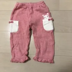 ウサギ刺繍付きピンクパンツ