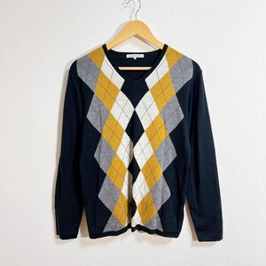 f1322FF UNITED ARROWS ユナイテッドアローズ GREEN LABEL RELAXING サイズM 長袖 セーター ニット Vネック ネイビー メンズ ウール混