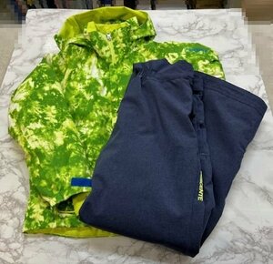 1★201 中古 ジュニアスキーウェア《DESCENTE/デサント》 140㎝ グリーン/ネイビー 上下 [店頭引取OK!!札幌市]