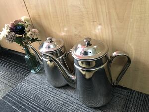 K◆Silver Arrow 18-8ステンレス コーヒーポット 大 小 2点セット 喫茶店 業務用 レトロ◆