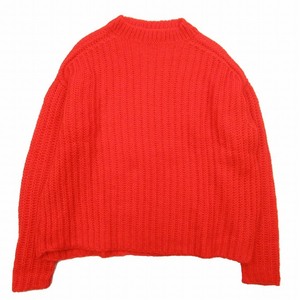 美品 19aw マルニ MARNI モヘアブレンド オーバーサイズ ニット モックネック ローゲージ セーター 40 赤/■U88/レディース