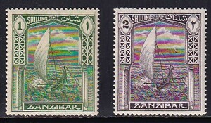 56 ザンジバル【未使用】＜「1913 通常切手・ヨット」 2種 ＞ 