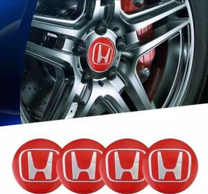 ★HONDA★ホンダ★レッド★ホイールセンターキャップステッカー★65mm★4枚組★新品★